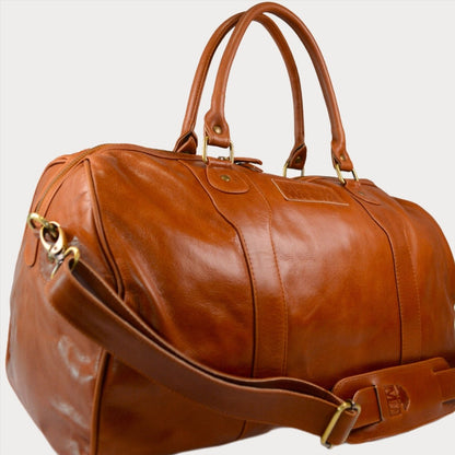 Leather Overnight Bag - Cognac - Minimal Manimal