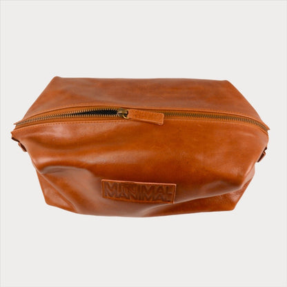 Leather Toiletry Bag - Cognac - Minimal Manimal