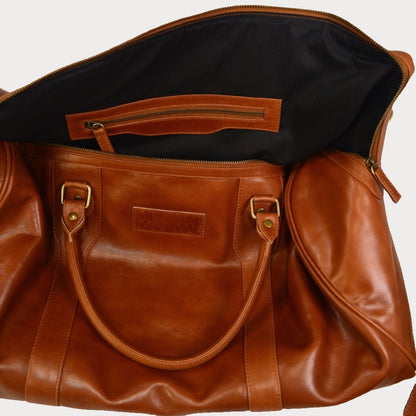 Leather Weekender Duffel Bag - Cognac - Minimal Manimal