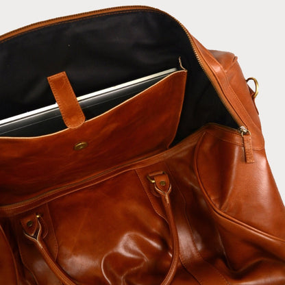 Leather Weekender Duffel Bag - Cognac - Minimal Manimal
