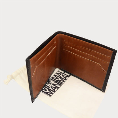 Slimline Leather Wallet - Black With Brown Interior - Minimal Manimal